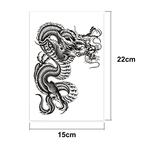 EROSPA® Tattoo-Bogen temporär / Sticker - Drachen Dragon - 15 x 22 cm – Bild 3