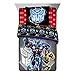 LO 2 Piece Kids Blue Black Transformers Comforter Twin/Full Set, Robotic Bedding Autobot Yellow White Grey Robots Heroes Auto Bots Pattern Movie Themed, Reversible Stripes Polyester