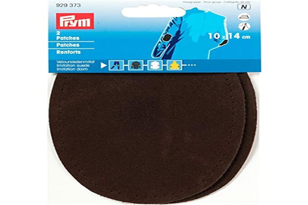 Prym 14 x 10 cm 2-Piece Imitation Suede Patches for Ironing/Sewing-On, Dark Brown