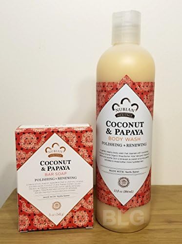 Coconut &amp; Papaya Soap and Body Wash set by Nubian Heritage (2 pack)... 080585090197... scented bath shower soap shampoo lotion beauty perfume skin care products