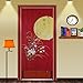 LifEast Red Chinese Peony Full Moon Door Curtain Japanese Noren Front Door Decor