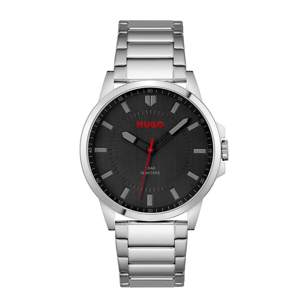 HUGO Analogue Quartz Watch for Men #First Collection with Silver Stainless Steel Bracelet - 1530246