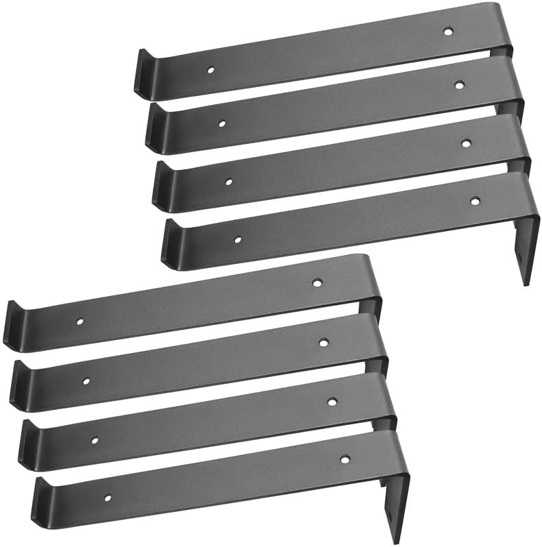 BATODA Shelf Brackets 12 inch with Lip for DIY Floating Shelf 8 Pack L Shelves Bracket Black