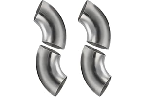 COTONLAKE Cotonake OD 3.5 Inch 90 Degree SS304 Stainless Steel Bend Tube Exhaust Elbow Pipe for Car Modified Exhaust System 3.5" Piping Silver Tone，Stair Handrail (4pcs)