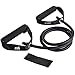 REEHUT Single Resistance Band Exercise Tube with Handle, Door Anchor and Manual, for Resistance Training, Physical Therapy, Home Workouts, Fitness, Pilates, Boxing Strength Training - Black