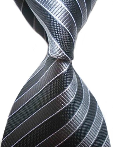 New Black Grey Striped Classic Woven Men's Tie Suit Necktie Wedding Holiday Gift Ties