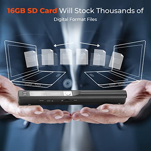Handheld Portable Scanner - USB, Up To 900 DPI, Scans To JPG/PDF, For Documents, Photos, Receipts (Blue)
