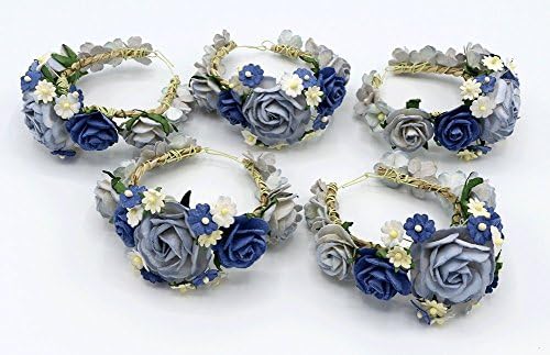 Siam2u 5 Pcs. Wedding Flower Wristband Bride Bridesmaid Wrist Hand Flower Wedding Party