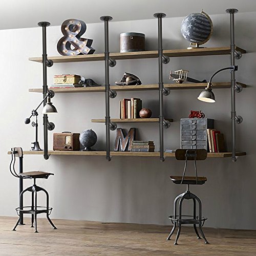 Industrial Pipe Shelving, Retro Rustic Iron Pipe Shelf Wall Mount Shelf Bookshelf Unit,Mounted Bracket,No Planks(2 pcs),Black.