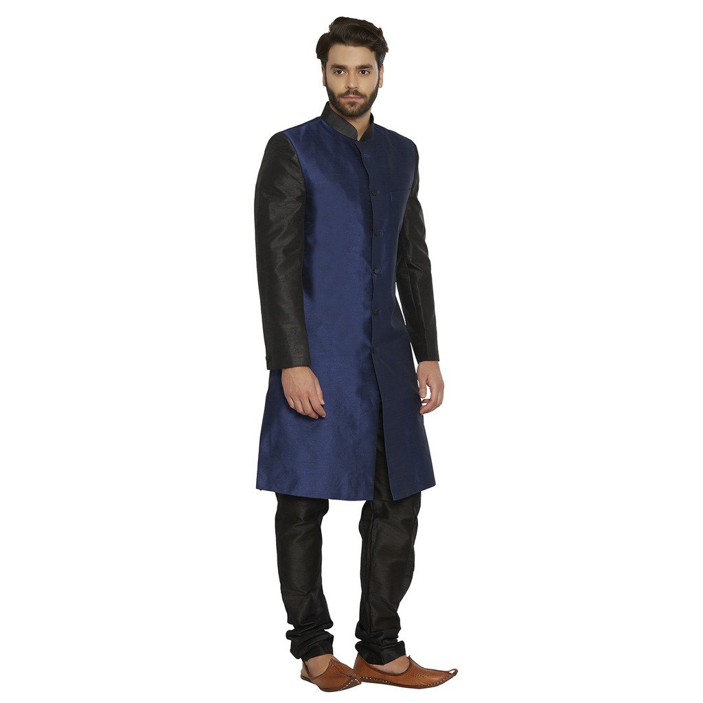 irin men's blended silk indo-western sherwani with churidar