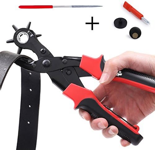 Takit PP1 - Hole Punch Plier, Revolving Heavy Duty Leather Hole Punching Tool For Belts, Purses, Watch Bands And More, 6 Sizes- 2Mm, 2.5Mm, 3Mm, 3.5Mm, 4Mm, 4.5Mm
