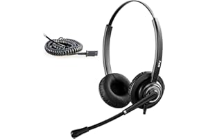 MKJ RJ9 Phone Headset with Microphone - Noise Cancelling Headphone for Call Center & Office, Compatible with Telephone Panaso