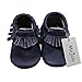 Mejale Baby Soft Soled Leather Moccasin Tassel Slip-on Newborn Infant Toddler Shoes Pre-walker(24-36 mo/6.3in, Navy Blue)