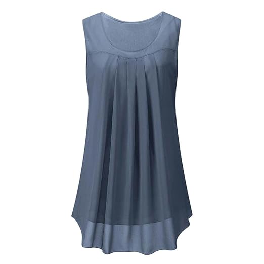 ESAILQ Frau Ärmelloses Chiffon Solid Weste Bluse Tank Tops Camis Kleidung