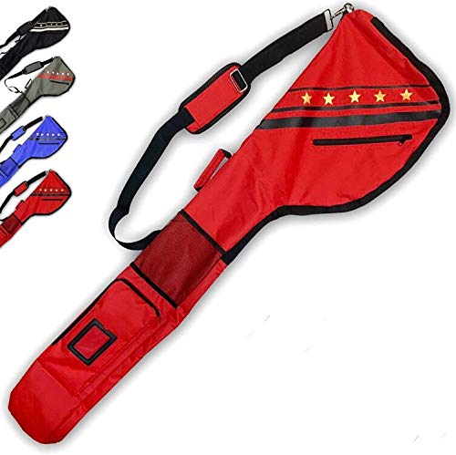 Golf Sunday Carry Bag for Men Women Lightweight Driving Range Zippered Waterproof, Golf Club Carry Case Travel Bag 49" Holds Up to 10 Clubs Portable Foldable (Red)