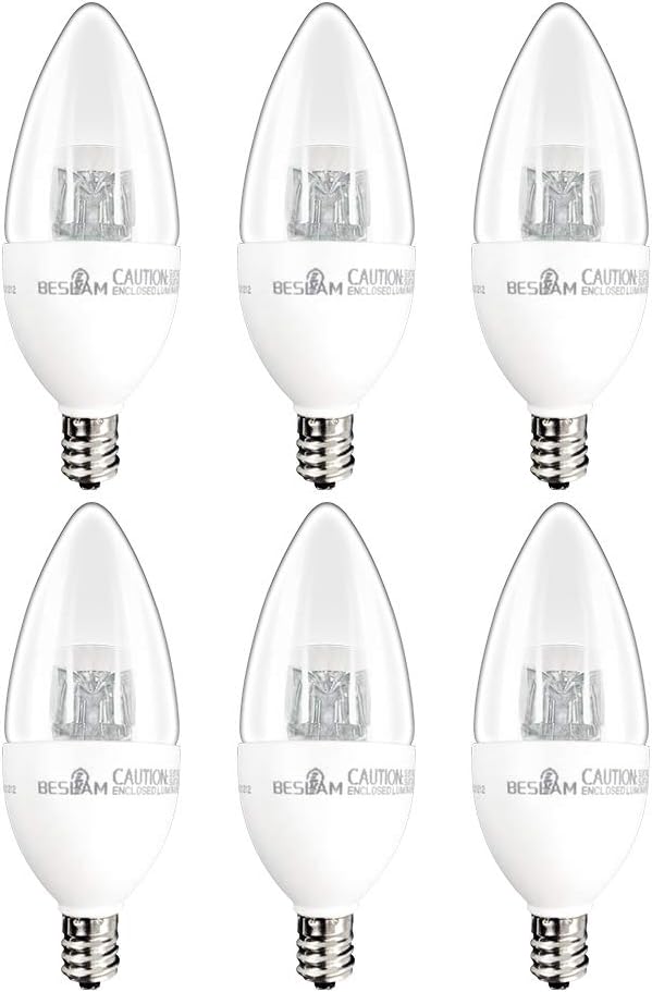 BESLAM B11 LED Bulbs Dimmable 4W(25W Equivalent) Candle Bulb Chandelier Bulb LED Candelabra Light, Small Edison Screw E12 Base, 2700K Warm White Soft White, 6 Pack