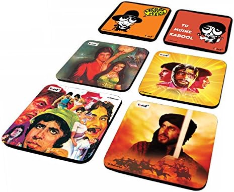Yedaz Coasters, Funky and Quirky Design Posters, Set of 6 (3.5x3.5 inches)