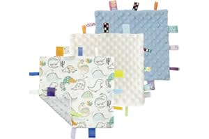 CREVENT Tag Security Blankets for Babies, Soft Small Loveys for Girls, Baby Comforter Sensory Blanket, Great Gifts for Birthd