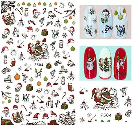 UOKNICE Christmas 1PC Art Decals Nail Wraps Stickers Adhesive Polish Decor Snow Santa Xmas Gift Decorations