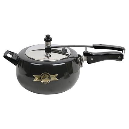 United Elite Pressure Cooker With Inner Lid 5000 ml Aluminium Black Color