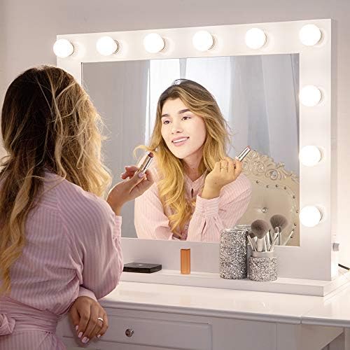 Chende Hollywood Makeup Mirror Vanity Mirror with Beautiful Stage Light, white, 8065