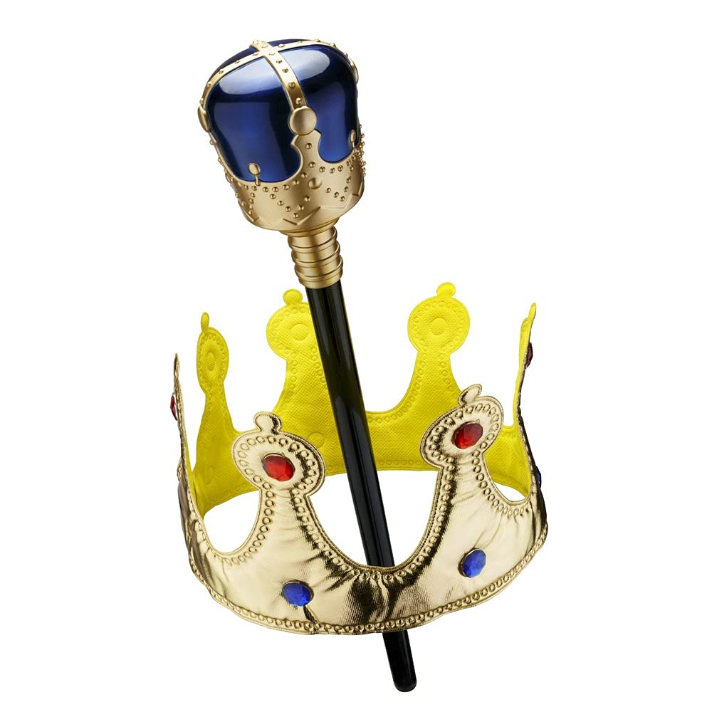 Dress Up America Kids Blue Gold Crown and Scepter Props for Children(Size: One Size)