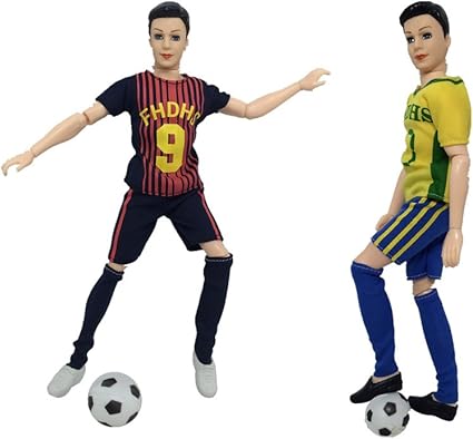 elegantstunning World Cup Male Footballer Dolls Clothes Doll Accessories Sports Socks + Pants+ Shirt for Ken Doll Christmas Halloween Gifts for Kids A Football + A Pair of Shoes (Random Colors)
