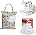 Zippered Hanging Wet Dry Bag with Snap Tote Handle for Reusable Cloth Diapers, Swimsuits, Laundry, Medium