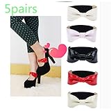 Lucktao 5 pairs Detachable PU Bow Shoe Straps Shoes Laces Band Belts for Holding Loose High Heel