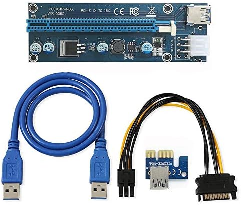 PCI-E Raiser PCI E Express 1X to 16X Riser Card USB 3.0 SATA 6Pin Power Cable for BTC Bitcoin Mining Antminer Miner