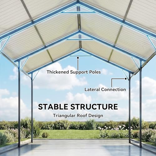 Outsunny 10 x 15FT Metal Carport, Heavy-Duty Carport Canopy with Reinforced Galvanized Steel Frame & Roof, All-Weather Protection Outdoor Garage for Truck Boat Tractor RV