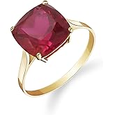 Galaxy Gold GG 14K Solid Yellow Gold Ring With Cushion Shape Genuine Ruby Grade AAA