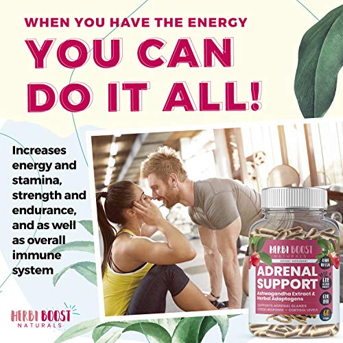 HERBI BOOST NATURALS Adrenal Support Supplement [1300mg NonGMO