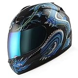 Motorcycle Street Bike Blue Dragon Full Face Adult Helmet