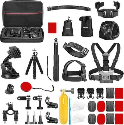 51 in 1 Action Kamera Zubehör Kit Kompatibel mit GoPro Hero 13 12 11 10 Max Insta360 GO3S GO3 X4 X3 DJI Osmo Action 5 Pro 4 3 AKASO APEMAN, inklusive Aufbewahrungsbox