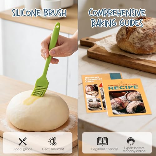 Baking Supplies Set, Banneton Bread Proofing Basket, Sourdough Baskets with Dough Whisk Lame Dough Scraper Bowl Scraper Silicone Brush