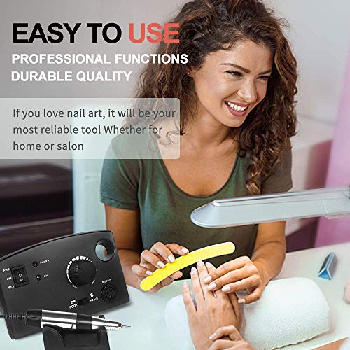 30,000rpm Professional Nail Drill Machine for Acrylic Nail Kit, Light Acrylic Electric Nail File Kits for Remove Nail Gel Polish, Nail Drills for Acrylic Nails Design for Home Salon (Black)