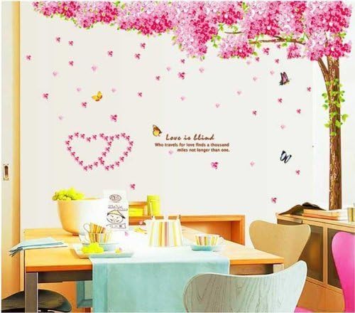 NLC Large Pink Sakura Flower Cherry Blossom Tree Wall Sticker Decals PVC Removable Wall Decal For Nursery Girls and Boys Children's Bedroom by NLC