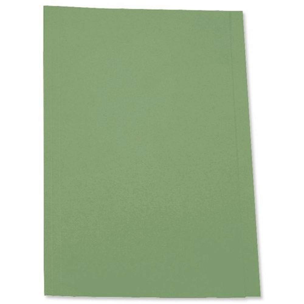5 Star Office Square Cut Folder Recycled Pre-punched 250gsm Foolscap Green [Pack 100]