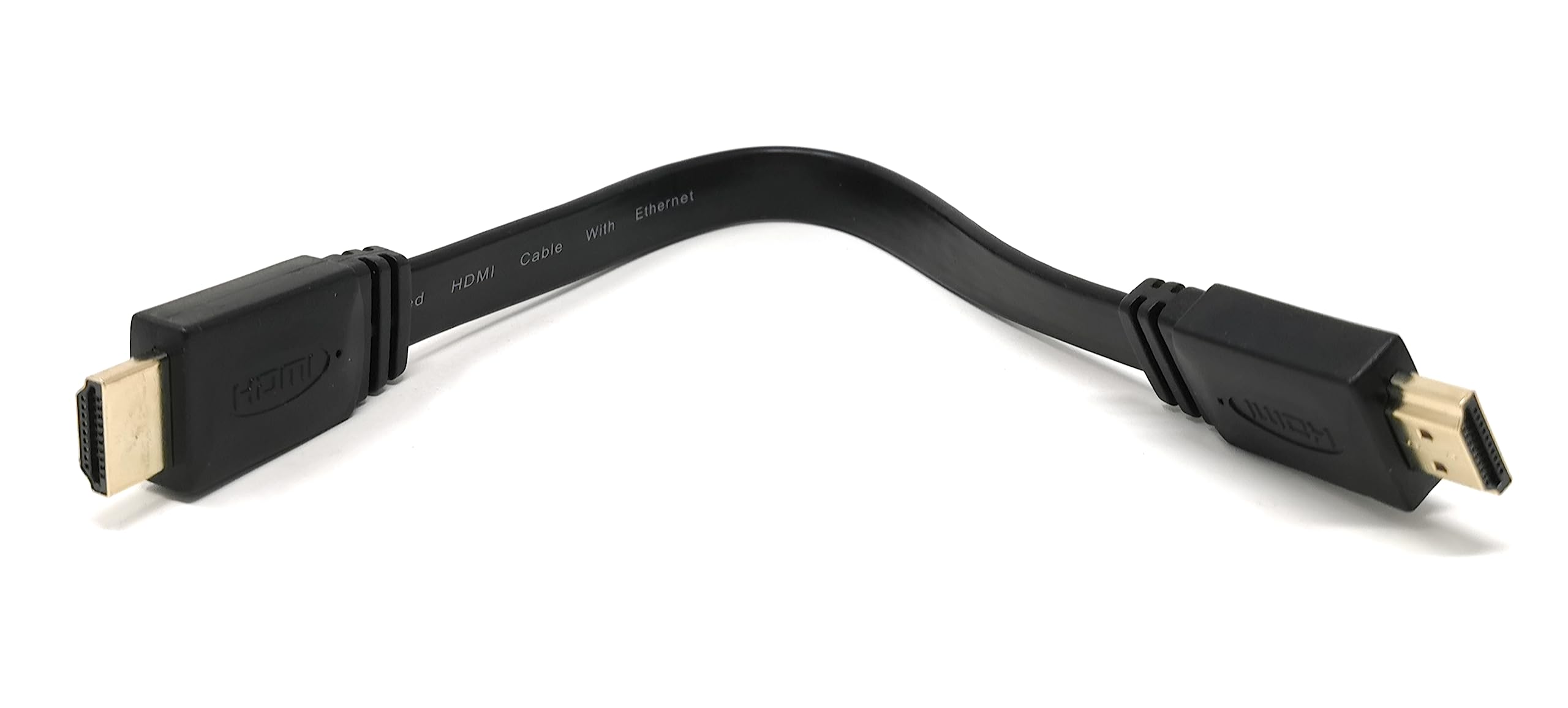 mCore 25cm HDMI to HDMI 4K 60Hz High Speed FLAT Cable LCD LED UHD HD TV Game Console Laptop PC Ethernet Video Return Lead Gold Plated Contacts (0.25m, Black)