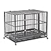 Walnest 48 Inch Heavy Duty Dog Crate, Dog Kennel for Large Dog with Lockable Wheels Removable Tray, High Anxiety Double Door Dog Crate Silver