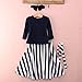 Hotone Headband+belt+solid Top+striped Skirts 4pcs Set Kids Girls Outfits Dress (3T)