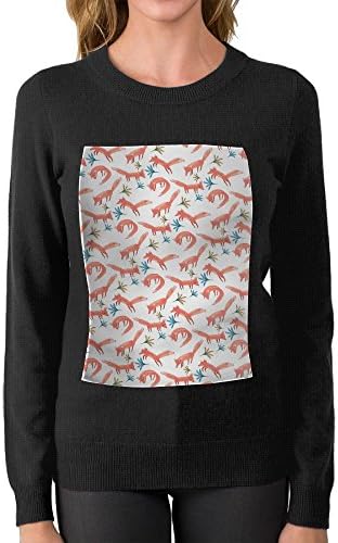 ZONERKFDIN Watercolor Fox Pattern Polyester Sweater Crew Neck Graphic Best Cheap