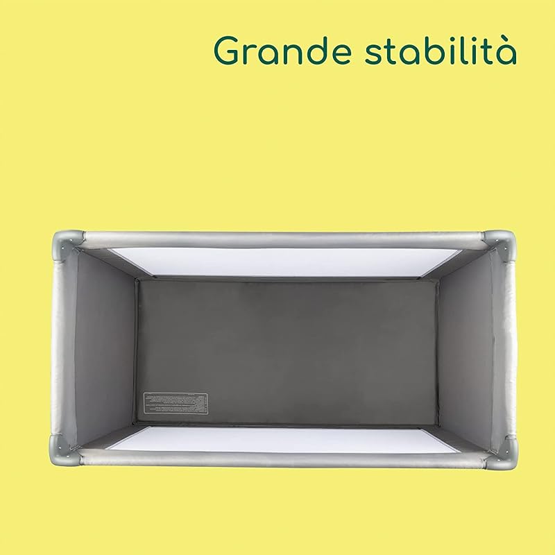 Soft Dreams Lettino per bambini 0-3 Anni (0-15 kg), Culla da Campeggio con Materasso incluso in fibra di legno e schiuma (60x120 cm), Pieghevole, Borsa da trasporto, Grey Mist