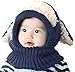Bienvenu Children Boys Girls Knitted Oversized Hat Dog Woolen Ear Infinity Scarf Outdoor Skull Caps for Autumn Winter, Navy