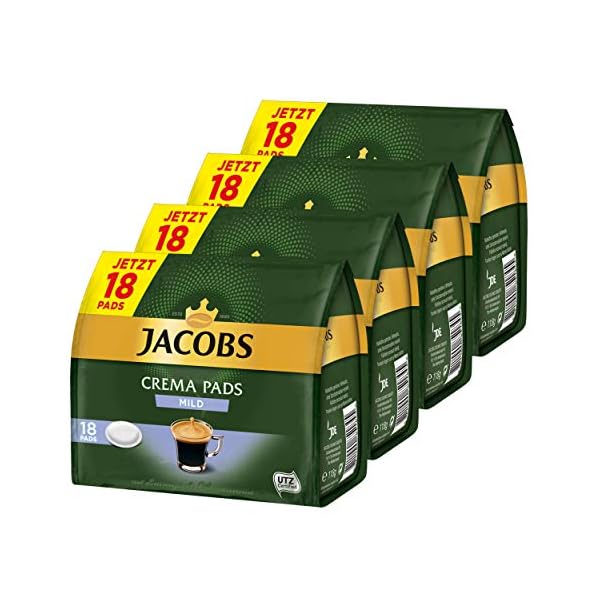 Jacobs Kaffeepads Crema Pads, Mild, Milder & Weicher Geschmack, Kaffee, 64 Pads