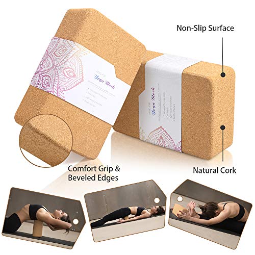 Arltb-Yoga-Blocks-2-Pack-Cork-Yoga-Brick-9x6x4-with-Metal-D-Ring-Yoga-Strap-Eco-Friendly-EVA-Foam-Exercise-Blocks-Set-Provides-Stability-and-Balance