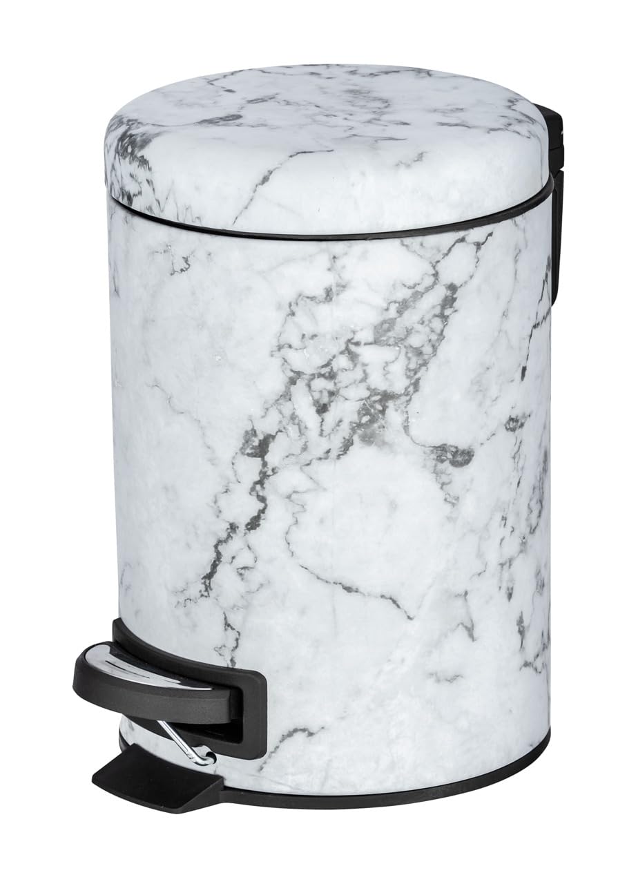 WENKO Onyx Cosmetic Pedal Bin with Pedal Mechanism Capacity 3 L Steel 17 x 25 x 22.5 cm Multi-Coloured
