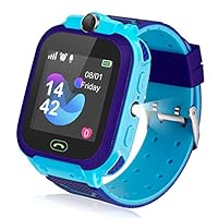 Ameiqa Kids Smart Watch, Kids LBS Tracker Watch Color Touch Screen Smartwatch with Camera Flashlight Smartwatch for Kids, SOS Emergency Call Watch, Kids Phone Watches Compatible with iOS and Android