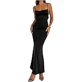 Floerns Women's Cowl Neck Maxi Dress Spaghetti Strap Open Back Fishtail Date Night Bodycon Dresses